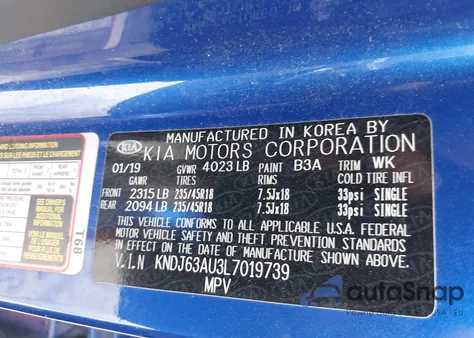 2020 Kia Soul Gt-Line z USA, uszkodzony, nr VIN KNDJ63AU3L7019739